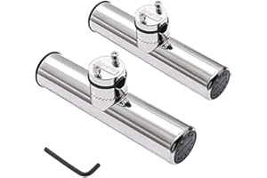 Geloo 2 Pcs Marine Fishing Rod Holders Stainless Steel Adjustable Rod Holder on Rails Mounting Rail Mounted Marine Grade for Boat Yacht Support for Rail 7/10"(18mm) to 1"(26mm)