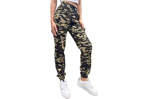 Nuofengkudu Damskie spodnie dresowe z mankietami do joggingu z kieszeniami ze sznurkiem moro z wysokim stanem nastolatki spodnie cargo joggery małe spodnie bojowe