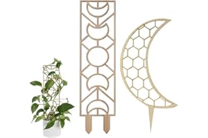 AEIOPRS Decorify Rankhilfe Zimmerpflanzen 2 Stück Rankgitter Holz Pflanzenstütze 5mm Rankhilfen für Kletterpflanzen Pflanzengitter für Topfpflanzen 30cm Mondfenster/Mondwabe Natur