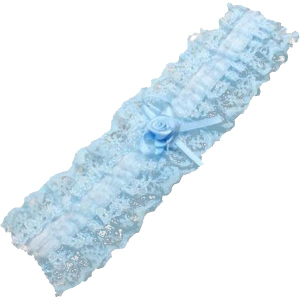 Giarrettiera Da Sposa In Pizzo Blu Con Fiocco E Rosa, Regalo Per Matrimonio E Addio Al Nubilato, Taglia Comoda Fino A 26 Cm - 4