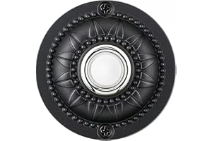 Whychstore Rund järndörrklocka tryckknapp med inbyggt ljus för ytterdörr, lågspänning DC12-24 V väggmonterad ersättning, svart 5 cm diameter