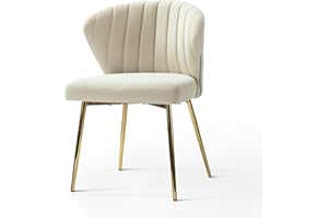 HULALA HOME Chaise Salle a Manger en Velours,Chaise de Coiffeuse Moderne,Chaise Coiffeuse Chambre,Pieds en Métal Doré de Chaise Cuisine,Convient au Salon, Salle à Manger,Chambre,Beige