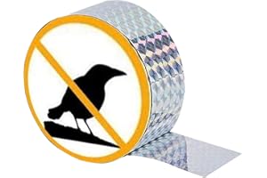 Mecctuck Odstraszacz gołębi, ptaków, 80 m x 2,4 cm, odstraszacz ptaków, gołębi na balkon, taśma odblaskowa, taśma do ochrony domów, ogrodów i podwórek