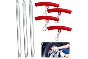 CLIUNT Reifenheber Reifen Montiereisen, 3 Stück 30CM Montierhebel Motorrad, Reifenmontierhebel, Montiereisen Werkzeug, mit 4 Rot Felgenschutz, für Auto Motorrad und Fahrrad