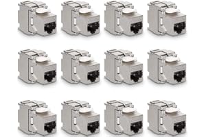 FIBAsource - 12-Piece CAT6A Shielded Keystone Jacks - RJ45 Ethernet Modules with 10 Gbit Speeds - Shielded Metal Housing for Enhanced Performance (24)