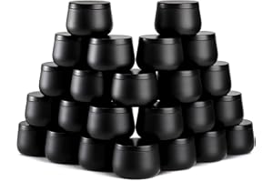 Lyellfe 24 Stück Kerzendosen, 118 ml, schwarze Kerzengläser mit Deckel, leerer Kerzenhalter, Behälter für Kerzenlinie, Geschenk, Kerzenherstellung, Aufbewahrung von Gewürzbonbons