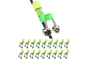 GRANDBUY Fishing Bells Clips with LED Light Night Sea Fishing Rod LED Light Clip with Twin Bells Ring Fishing Bite Alarm Indicator On Fishing Rod