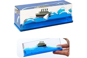 Tuzsocr Bouteille de Derive Fluide Bateau,Black Pearl Pirate Ship,Titanic Toy Cadeau,Modèle Fluide de Bateau de croisière en Acrylique,Soulagement du Stress,pour Ornement de Bureau de déco (Style 1)