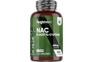 WEIGHTWORLD NAC N-Acetyl-Cysteine 600mg - 180 Capsules (6 Months Supply) - 1 per Day - Vegan & Gluten-Free NAC Supplement - Precursor to Glutathione - N-Acetyl-Cysteine Nutritional Supplements - Made in The UK