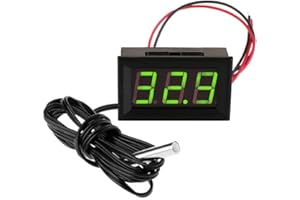 FBBULES Digitale Termometro con Sonda Impermeabile 12V Electronic Thermometer Monitor di Temperatura per Acquario Frigorifero Congelatore,Verde