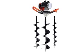 SHIOUCY 52CC Petrol Earth Auger Pile Drill with 3 Augers 4/6/8 Inch Drill Bits