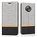 Produktbild Moto X4 Hülle, Riffue Dünnes Retro Denim Muster PU Leder Schutz Folio Schützende Abdeckung für Motorola Moto X4 2017 5.2" - Grau