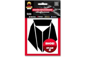 FEAR THE YELLOW BEAR YELLOW BEAR FYB© Kit 5 Autocollants réfléchissants REPOSITIONNABLES compatibles avec Casque SHOEI GT Air 2 et 3™, 3M™ Technology, Noir