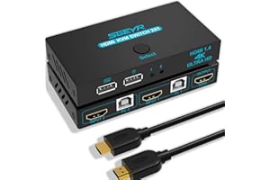 SGEYR Brancher 2 PC sur 1 Ecran, Multiprise Hdmi pour TV, KVM Displayport Switch, Prise Multiple Hdmi 4K, Commutateur KVM Displayport, Double Hdmi PC Double Ecran, pour Xbox, Projecteurs, DVD, PS4