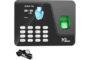 NGTeco Rilevatore Presenze con Modulo di Impronte Digitali, Funzione di Calcolo Automatico, Nessuna Tassa Mensile AS10（Italiano）