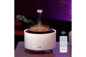 AEDCBAIDE Diffusore di Oli Essenziali con Altoparlante Bluetooth, 350ml Umidificatore Ambiente, 2 modelli di spruzzo Fiamma Diffusore Ambiente,Diffusori Olio essenziale con spegne automaticamente 4 suoni natura