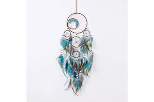 Atrapasueños, BetterJonny 80 cm, atrapasueños azul, vintage, pluma, atrapasueños, hecho a mano, atrapasueños en estilo bohemio, para colgar en la pared, decoración del hogar, adornos, artesanía