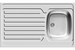 Pyramis 100108704 International Évier en acier inoxydable poli 1 bac 1 égouttoir 100 x 60 cm