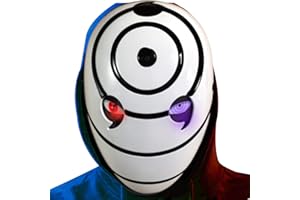 Funjoyz Uchihaas MáScara de Halloween Obitoos,MáScara De Terror Led, 3 Efectos de Luz,MáScara de Halloween Universal Para Adultos Hombres Mujeres Carnaval DíA Del Mascarada Cosplay,A3