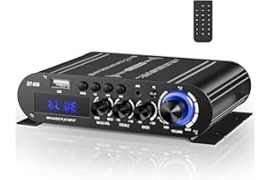 XRLUC Mini Bluetooth Amplifier 2.1 Channel with Subwoofer Bass Out, Home Audio Stereo Systems Hi-Fi Digital Class Music for Passive Speakers PC TV Phone Car Vehicle (Power Supply NOT Include)