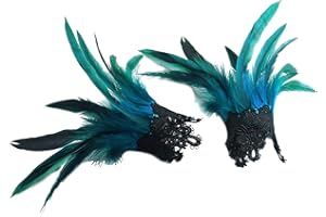 keland Mardi Gras Costumes Gothic Feather Cuff Wrist Bracelet for Halloween (Sour Blue)
