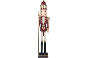 KI Store 120 cm Weihnachten Nussknacker weinrot Lebensgröße Groß XXL Holz Nussknacker Figur Weihnachtsdekoration (Rot König)