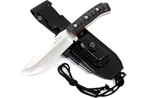 JEO-TEC Nº45 - Cuchillo de Supervivencia Bushcraft Caza Pesca Campo Monte Outdoor - Acero Inoxidble MOVA - HRC 56-58 - Micarta Pulida - Fabricado en España