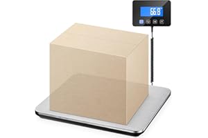 QEANY Paketwaage, Hochpräzise Plattformwaage 200kg/10g,Postwaage aus Edelstahl mit Halte/Tara Funktion,Wandmontiertem LCD Display, Inklusive Batterien & Typ-C, für Pakete, Gepäck, Lagerhaus,Unternehmen