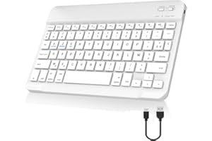 FOGARI Clavier sans Fil Bluetooth 12" - Mini Clavier AZERTY Français, Rechargeable USB-C, 12 Raccourcis Multimédias pour Mac, iPad, iPhone, Android, Windows,Fire OS, Blanc