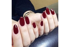 HANDCESS Handecss - 24 unghie finte in gel glitterato, finitura naturale, corte, ovali, copertura completa per unghie da salone, nail art, per donne