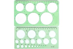 LEFSDVF 2 Pcs Drawing Stencil, Circle Template Geometric Stencils Circle Stencils, Round Hole Ruler ToolCircle Template for Drawing, Drawing Set Building Design Formwork Rulers Sets for Office and School