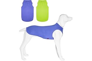 Kickred 2 Pack Summer Dog Shirts, Quick Dry Breathable Dog Clothes Pet Sleeveless Vest, Lightweight Stretchy Tank Top T-Shirts for Small Dogs Puppy Boy Girl - Deep Blue+Dark Green (M)
