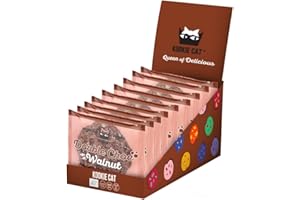 Kookie Cat Cacao Nibs & Walnut Individually Wrapped Vegan Cookies, Gluten Free, Soy Free, Bio and Organic, Cashew & Oat - 12 X 50gr Multipack