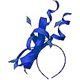 Caprilite Sinamay Headband Swirl Fascinator For Women Wedding Ascot Races (Royal Blue)