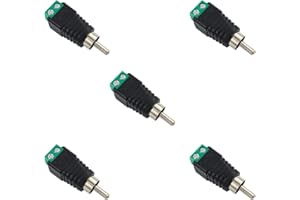 BRIEFCEC RCA Haut-Parleur Adaptateur de Fil Subwoofer, Phono RCA Mâle vers AV 2 Borne sans Soudure Vis Installation Cinch Adaptateur pour Caisson Basses, AV(5Pack, Vert)