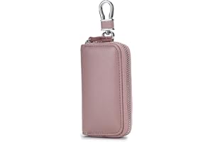 Esdrem Premium Leather Car Key Holder Bag Credit Card Holder Wallet Light Pink