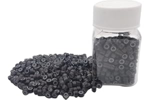 Flosius 500 pezzi Microring Silicone per Extension Micro Anelli 5 mm Micro Beads per estensioni dei capelli Perline per I Tip Estensioni Dei Capelli Umani Strumento (500 Pcs, Marrone scuro)