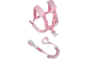 TOPWAYS Toddler Reins, Boy Girls Baby Walking Harness, 3in1 Toddler Anti Lost Leash with Lock and Reflective Anti Lost Safety Wrist Link Belt (Whale Reins Pink 2m)