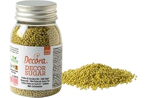 Decora 2081150 Confezione Da 100 G Perline Di Zucchero Oro 2 Mm