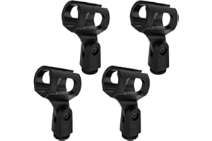 FDCLIXUVOL Universal Mikrofon Halterung, 4 Stück Schwarz Mikrofon Ständer Verstellbarer Hohe Qualität Ansteckmikrofon Halterung für Wireless Handheld Mikrofon Bühnentreffen (Innendurchmesser 0.99 Zoll)