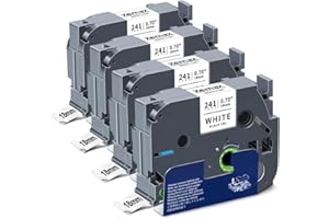 Xemax Compatible Cinta 18mm x 8m Reemplazo para Brother PT Tze-241 Tz-241 Negro sobre Blanco Laminado Casete para PT-D400 PT-D400AD/VP PT-D450 PT-D600 PT-P700 PT-P750W PT-P900W PT-E550WVP, 4-Pack