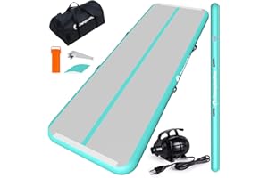 CHAMPIONPLUS Inflatable Air Tumbling Mat Gymnastics Tumble track 4 inch Thickness Air Mats for Home Use/Training/Cheerleading/Water Yoga 10ft 13ft 16ft with Electric Air Pump