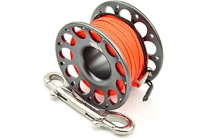 ICDKOYK Tenere le diving bobina bobina portatile a colori solido corda in poliestere rulli accessori da pesca accessori subacquei con gancio doppio end, grigio, 30m