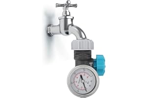 DAUERHAFT Valvola di pressione dell'acqua, valvola di regolazione della pressione dell'acqua regolabile G3/4in, valvola di regolazione della pressione dell'acqua con manometro, per il controllo dell'irrigazione