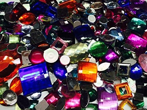100 GRAMS/250-300 PIECES, MIXED ACRYLIC JEWELS, CRAFTS JEWELS / GEMS,GEMSTONES, EMBELLISHMENTS,CARD CRAFTS, FLAT BACK JEWELS