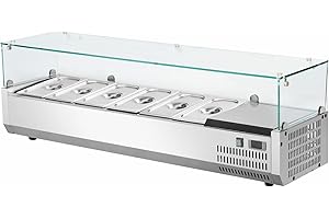 METRO Professional Vetrina refrigerata GHS2150, acciaio inox/vetro, 150 x 39.5 x 43.5 cm, 52 L, 135 W, compatibile con GPT2100, argento