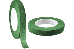 BOBOZHONG 2 Rollos Cinta Floral, Verde Cinta de Tallo,Floristería Cinta del Tallo Cinta Adhesiva Tape para Flores Artificiales Boda Decoraciones Ramo Artesanía 12MM 30 Yard/Roll