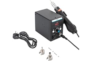 NIGORIY Heißluft Lötstation 700W 120L/min heißluftlötstation 1-8 Gängen Lötstation Heißluft 100~500°C Heißluftstation Entlötstation Rework LED-Mikrocomputer-Digitalanzeige mit 3 Heißluftpistole Luftdüsen