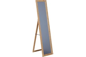 Relaxdays spegel, 155 x 37 cm, 2in1 fristående & väggspegel, natur