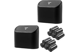 BDHI 2pcs-Car Bin Tidy Car Accessories with Lid and 150pcs trash bags Car Vehicle Trash Can Bin Mini Rubbish Bin for Car for Auto Office Bedroom Home(Y274-2)